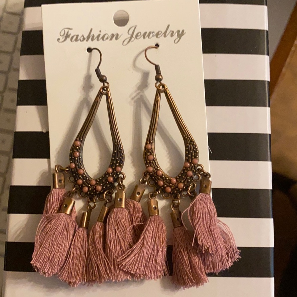Plum fringe earrings